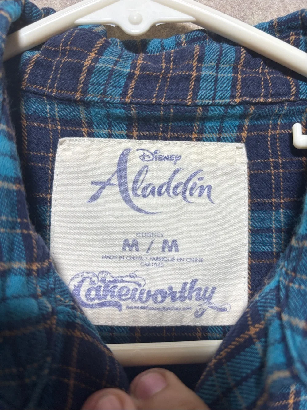 Cakeworthy Disney Aladdin Prince Green M Plaid Button-upFlannel Shirt Pocket(19)